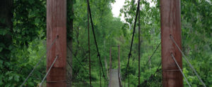 Camping, Deerfield Nature Park, Isabella County Parks and Recreation, Swinging bridge