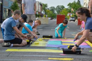 Painting the Intersections in Downtown Mt. Pleasant, Michigan