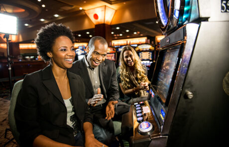 People playing the slot machines at the Casino.