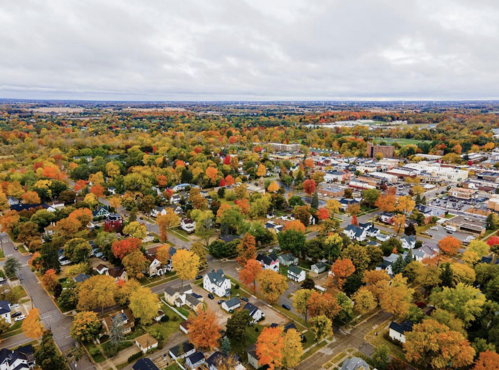 Aerial shot of downtown, Mt. Pleasant 