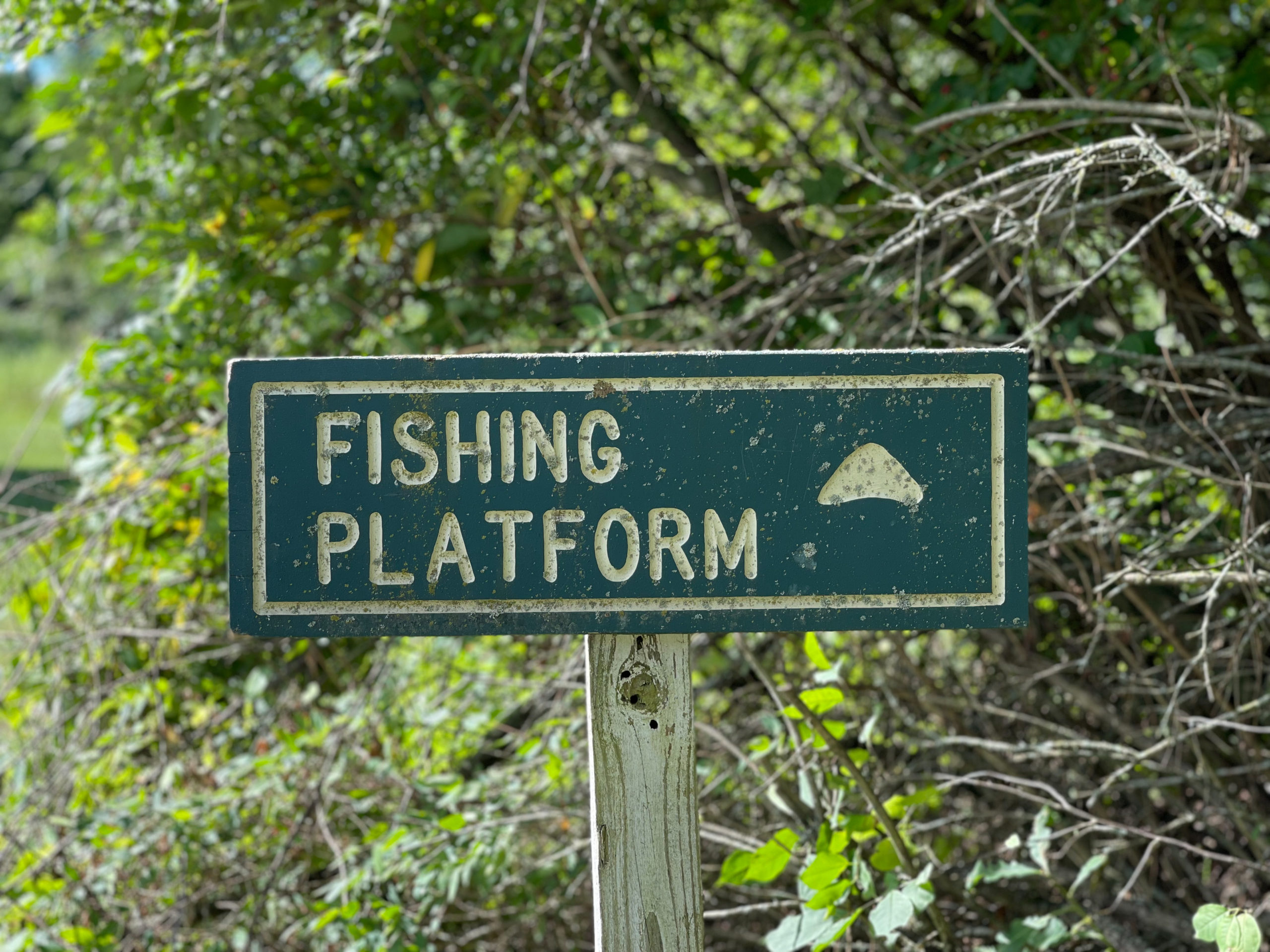 Fishing platform signage.