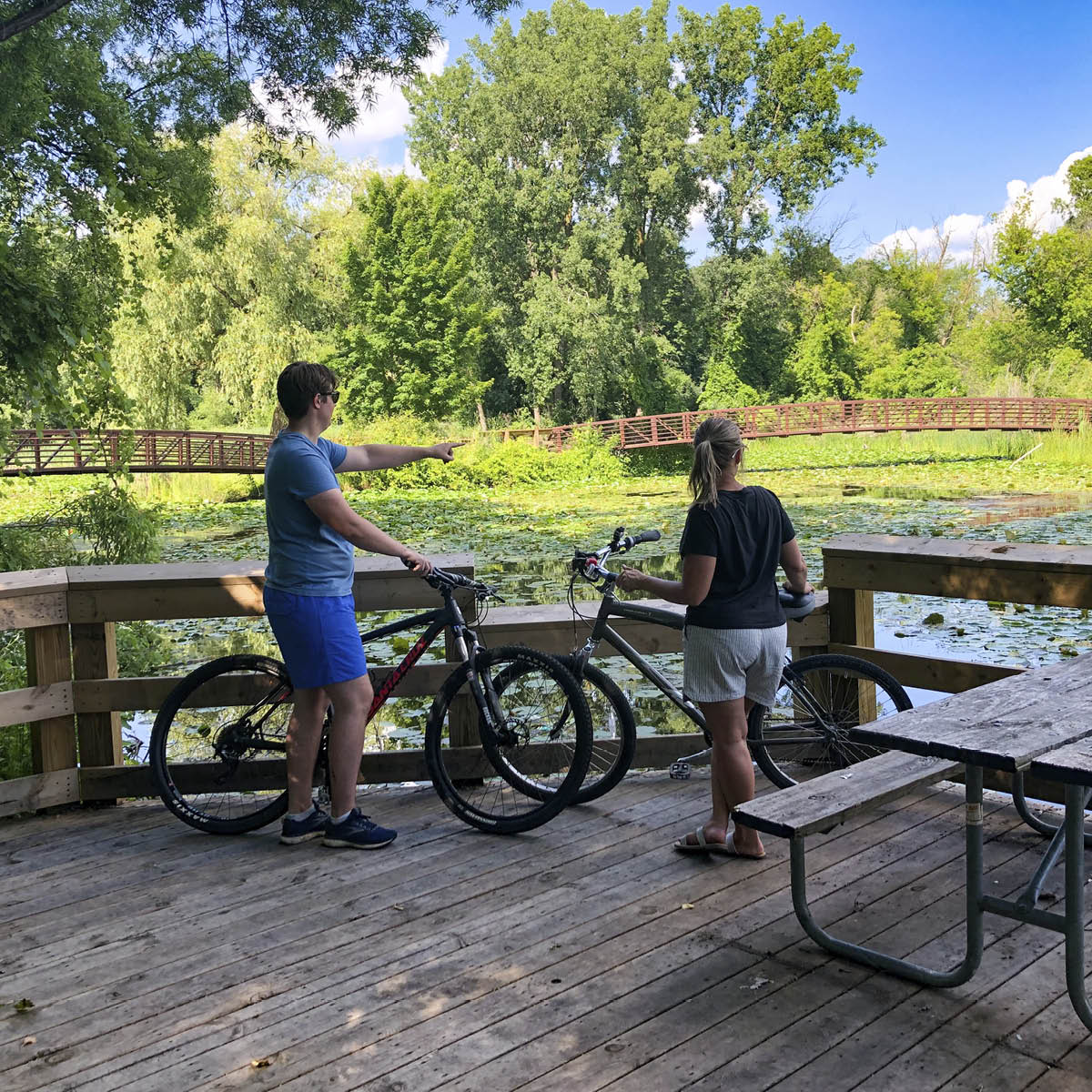 Bikers stopping to look at the Chippewa River.