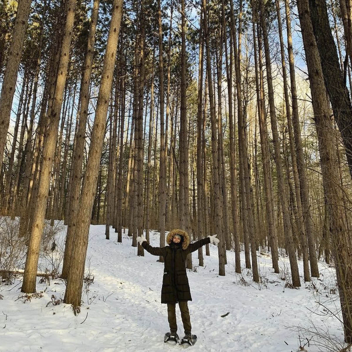 A girl at Deerfield Nature Park during the winter time.