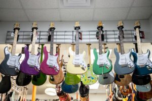 Guitars at B's Music Shop.